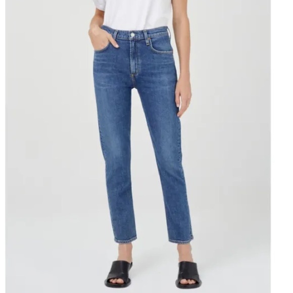 AGOLDE Merrel Jeans High Rise Straight Leg Blue Ankle - Picture 3 of 14